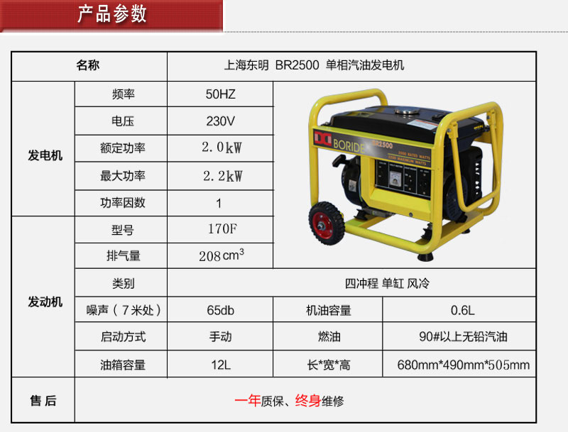 2000W发电机参数